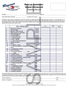 Rescue Swimmer Inland Advanced Skill Sheet v09.12 Sample