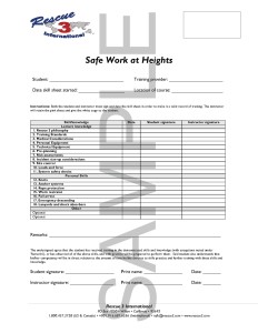 Safe Work at Heights skill sheet SAMPLE
